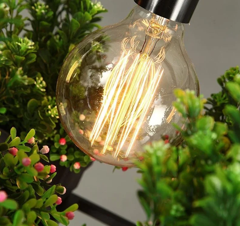 Iron Planter Chandelier with Eight Pots for Vintage and Modern Rooms