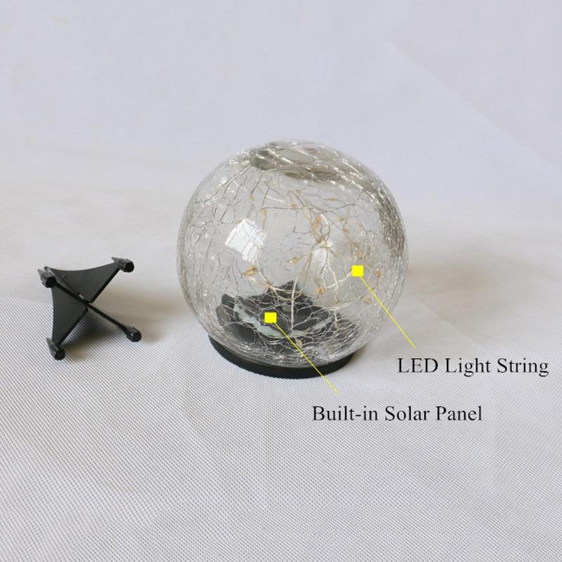 Lámpara solar de jardín con bola de vidrio agrietado para decoración exterior