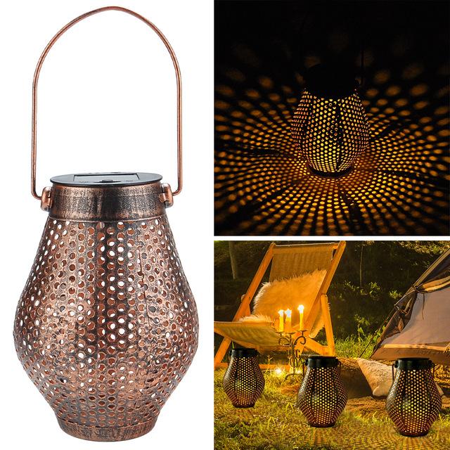 Zaid Solar Outdoor Shadow Cast Lantern in Iron and Plastic