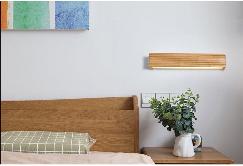 Statuto Modern Nordic Wooden Wall Lamp, 18 Inch LED Light