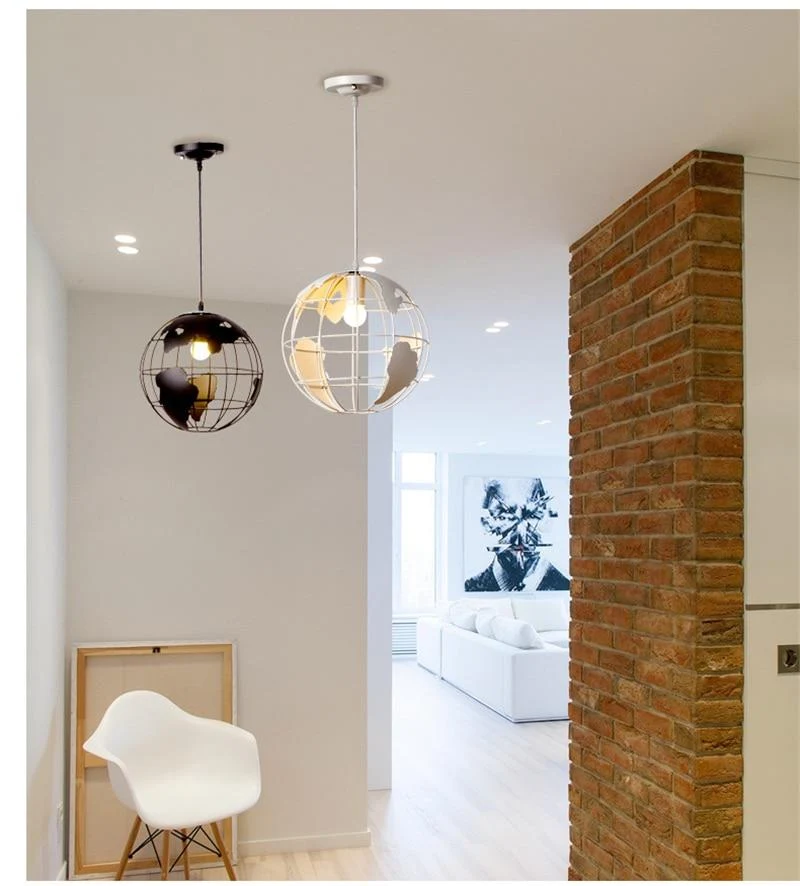 Modern Nordic World Globe Hanging Light in Two Diameter Sizes