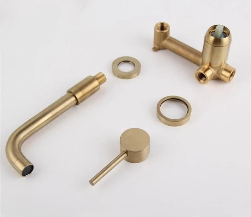 Modern Brass Wall Mounted Faucet, Two Piece Single Hole Design