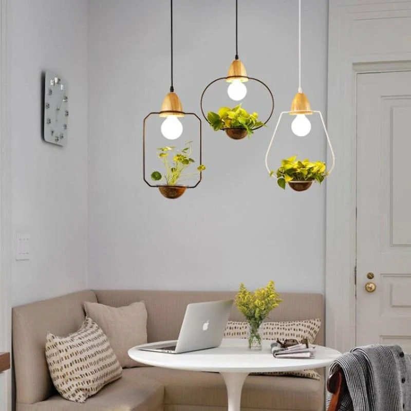 Zox Modern Nordic Iron Pendant Planter Lamp with 59 Inch Cable