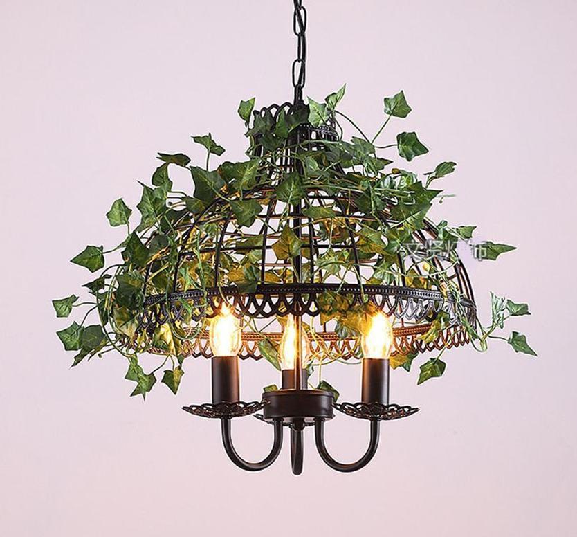 Lámpara colgante industrial vintage estilo jaula de pájaro Emory de metal pintado