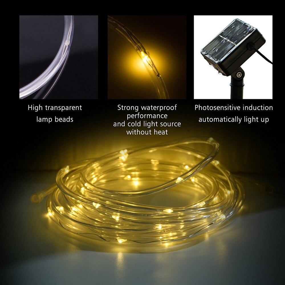 LED Solar Tube String Garden Lights for Fences, Pergolas and Patios