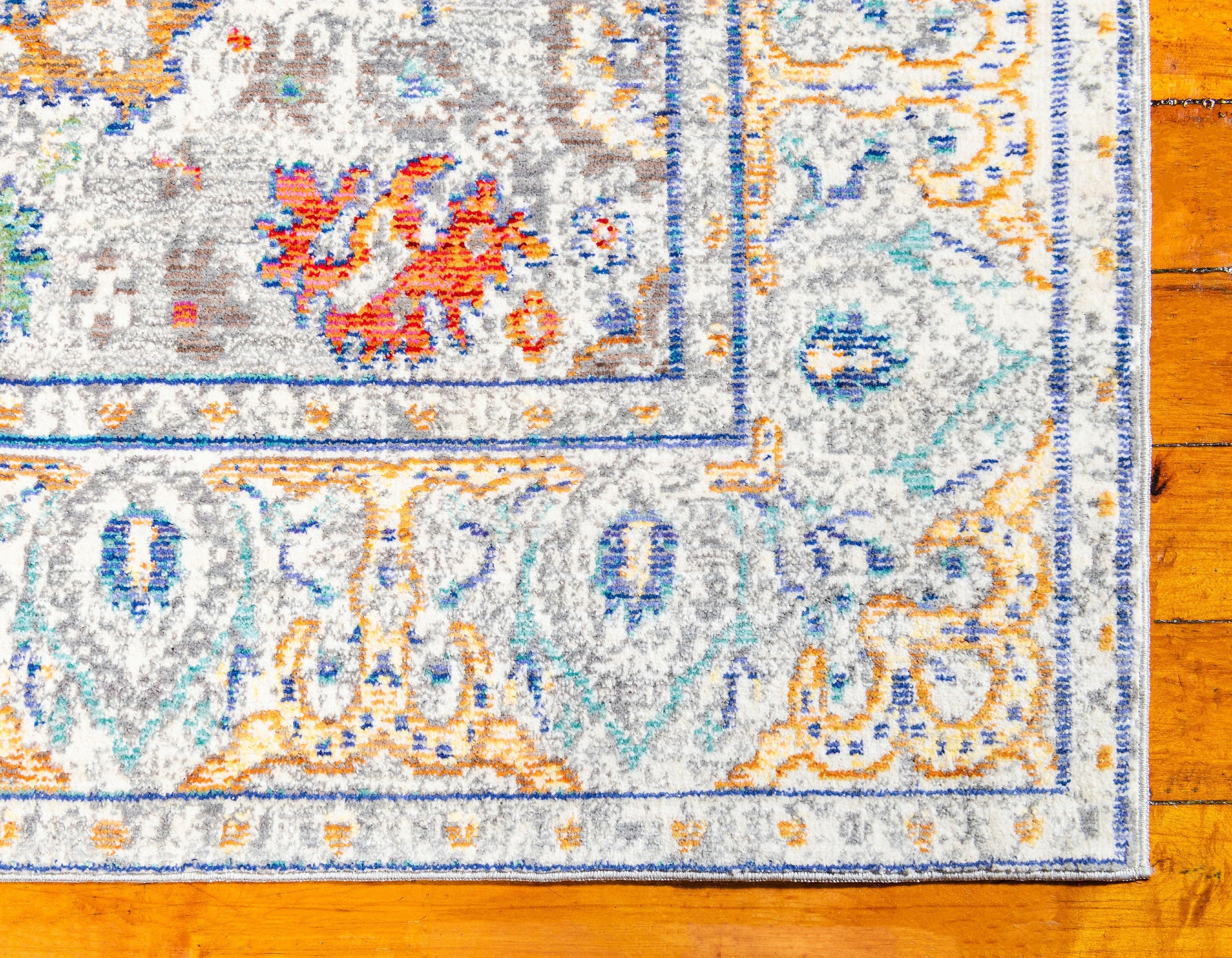 Turner Gray and Blue Vintage Style Area Rug from Unique Loom