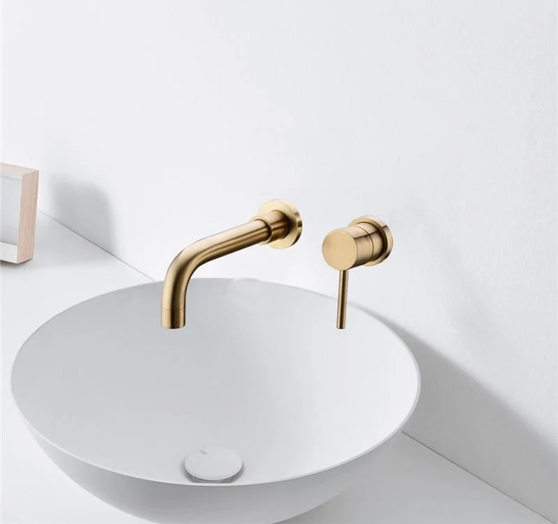 Modern Brass Wall Mounted Faucet, Two Piece Single Hole Design