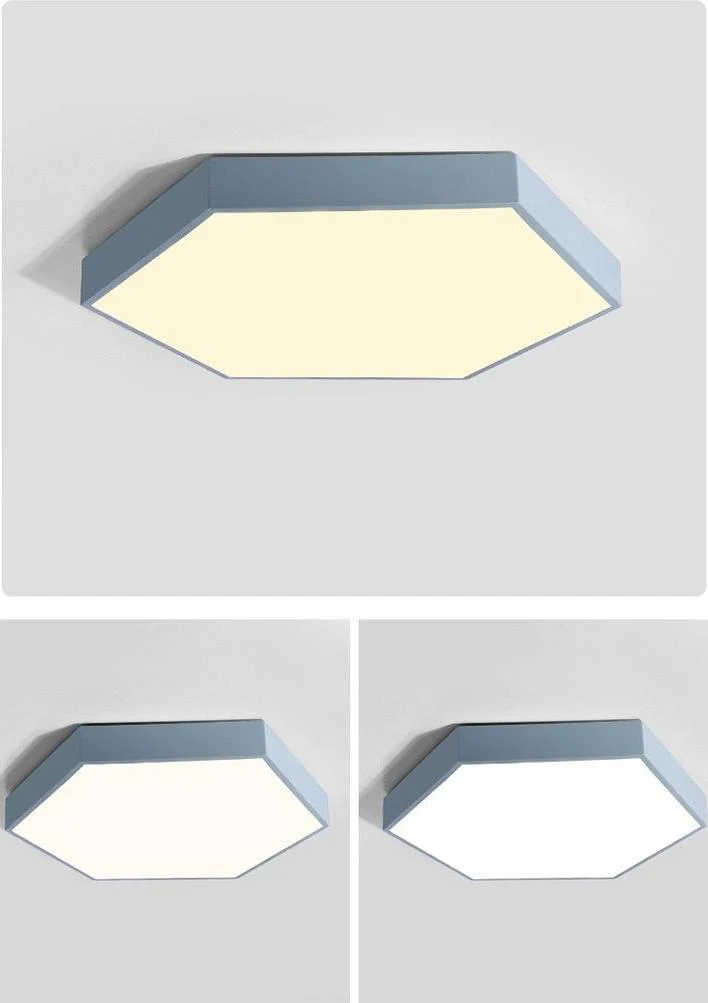 Hex Ceiling Light Flush Mount LED in Iron and Acrylic, 11.8 Inches