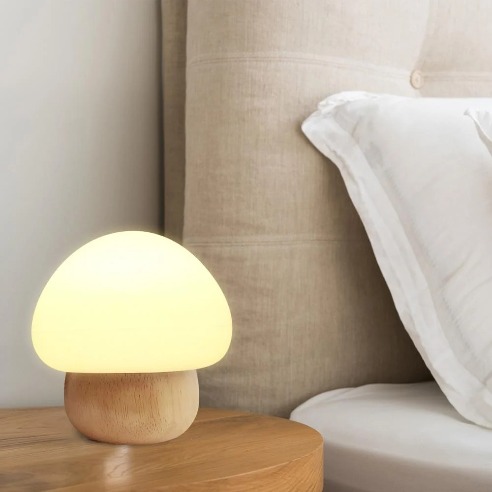 Champi Wooden Base Mushroom Lamp with RGB Controller