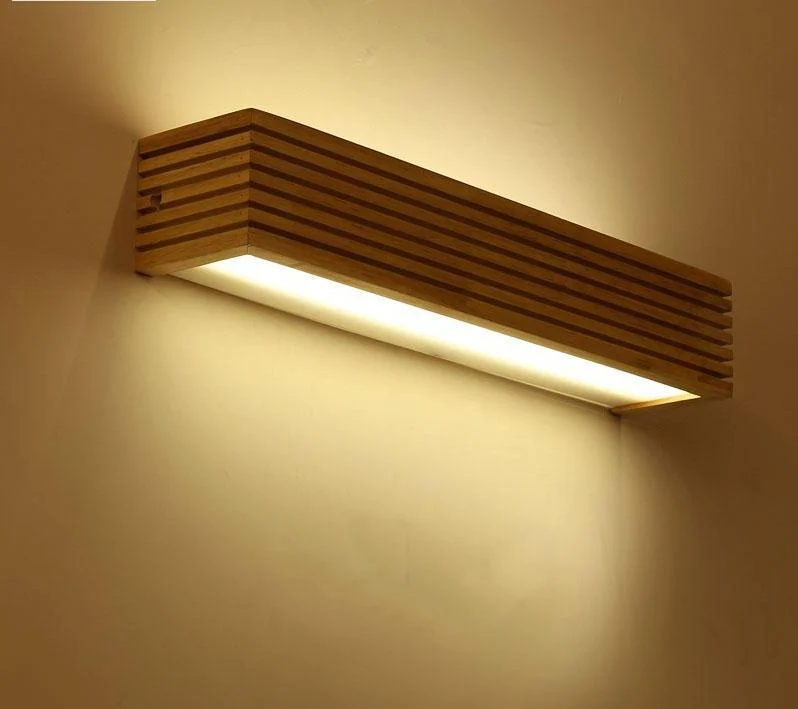 Statuto Modern Nordic Wooden Wall Lamp, 18 Inch LED Light