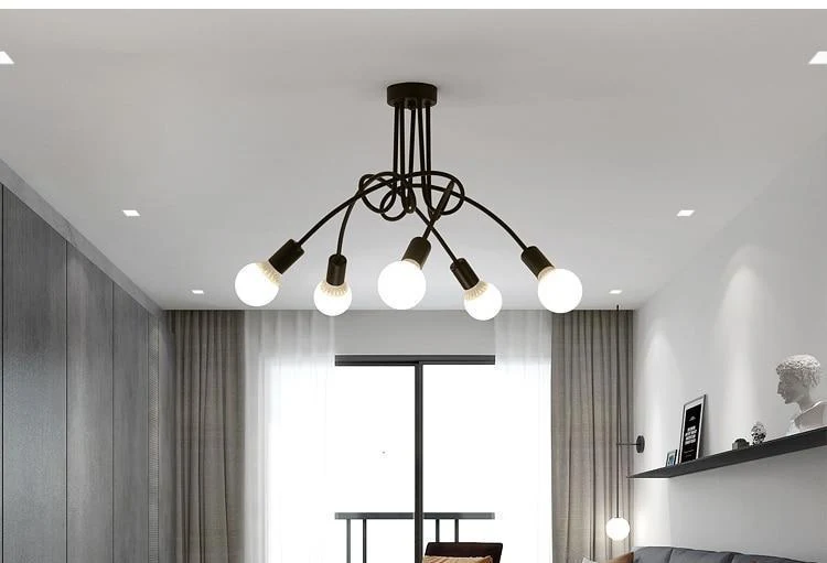 Modern Industrial Loft Chandelier in Metal, 47.2 Inches Long