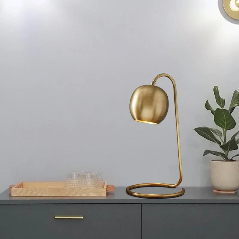 Lark kopparpläterad retro bordslampa för skrivbord och bokhyllor