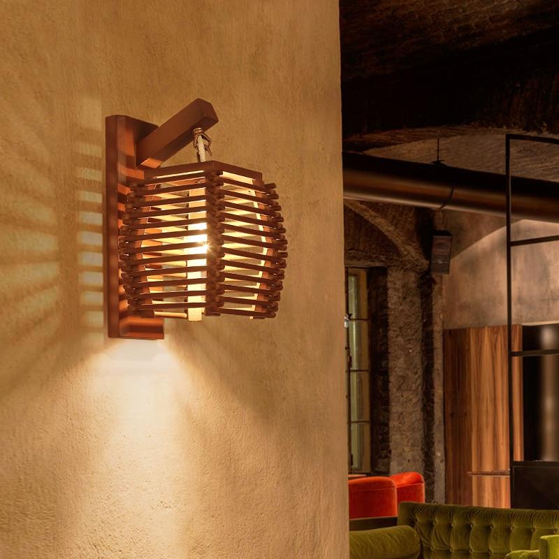 Cassia Wooden Lantern Lamp Wall Mounted Carved Wood Light
