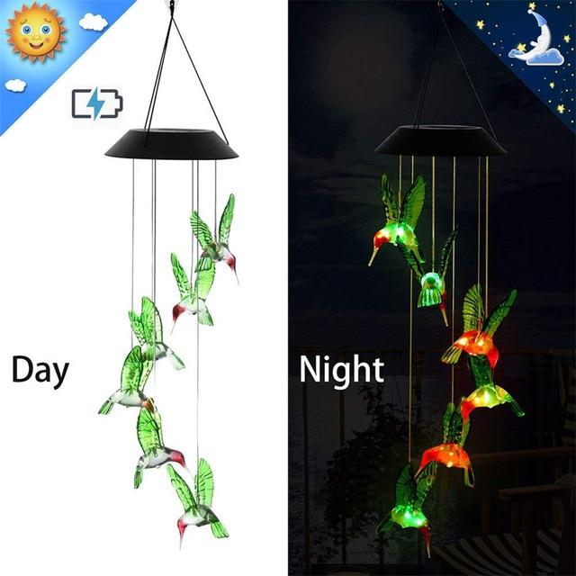 Luzes de sino de vento solar LED para varanda tranquila e iluminada