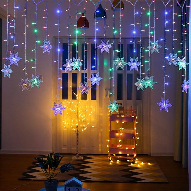 Set van 16 hangende LED-sneeuwvloklampen