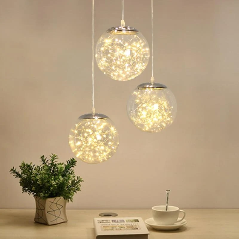 Levi LED Light String Pendant Lamp in Glass for Home and Bar