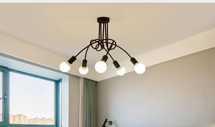Moderne industriell loftlampe i metal, 47,2 inches lang
