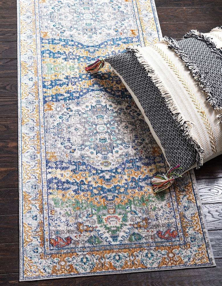 Turner Gray and Blue Vintage Style Area Rug from Unique Loom