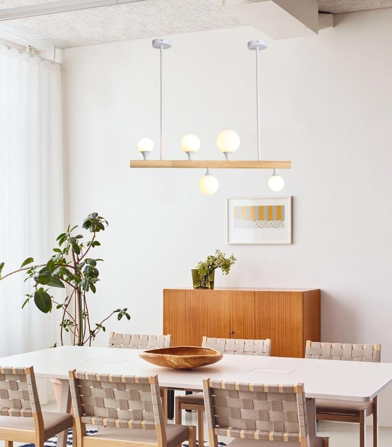 Hershal Bulb Chandelier in Wood and Glass with LED Bulbs Included