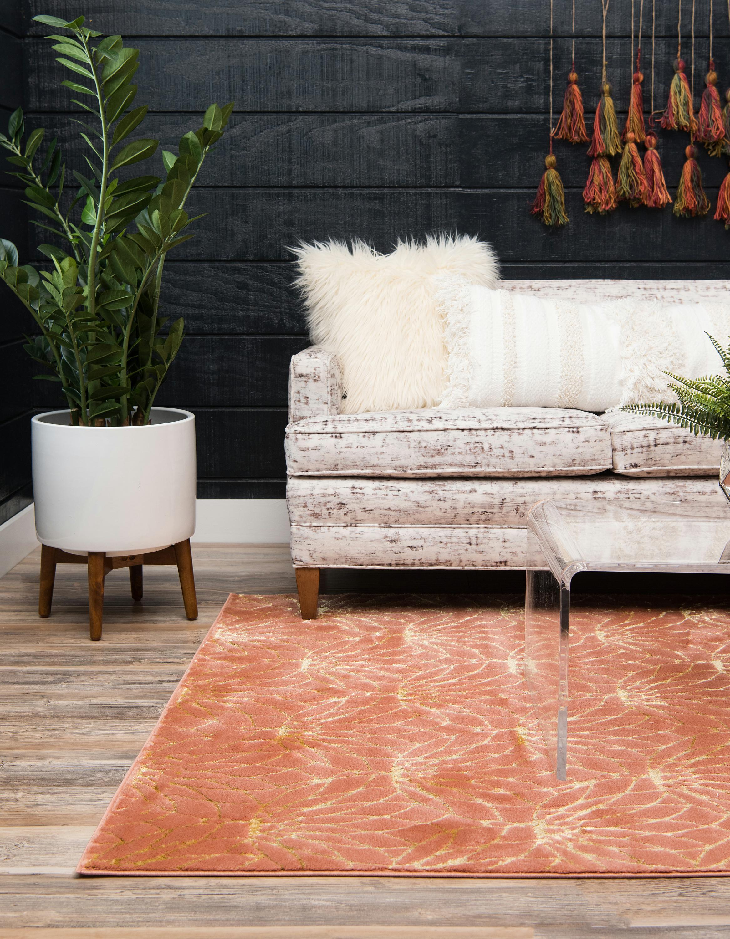 Ellison Lotus Flower Pattern Luxury Rug by Unique Loom