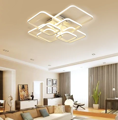 Layered Square Modern LED Chandelier for Living Rooms and Bedrooms