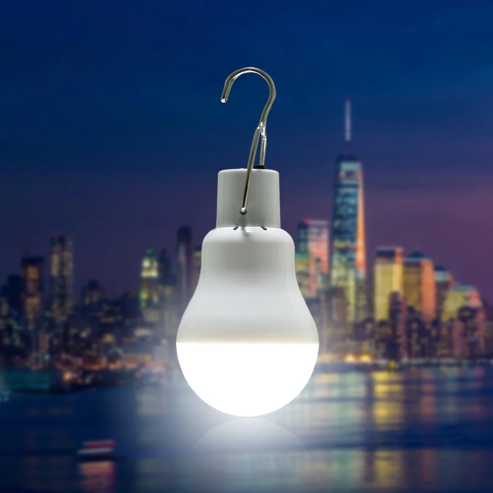 Draagbare LED-zonnebouwlamp voor buiten met haak en zonnepaneel