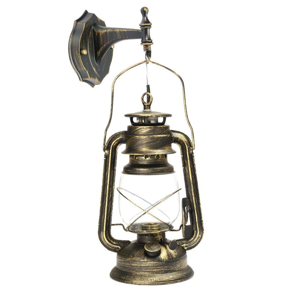 Vintage Lantern Style Wall Mount Lamp with LED Bulbs and Mounting Accessories