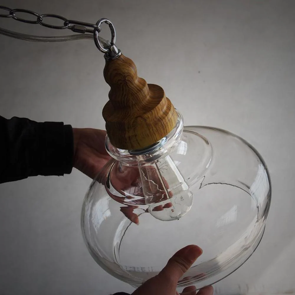 Thalia klar glas vintage antik hængelampe i glas og jern