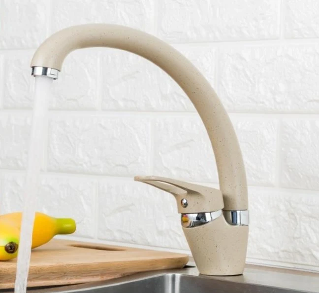 Patsy Modern Kitchen Faucet in Brass and Ceramic, Single Hole Deck Mounted