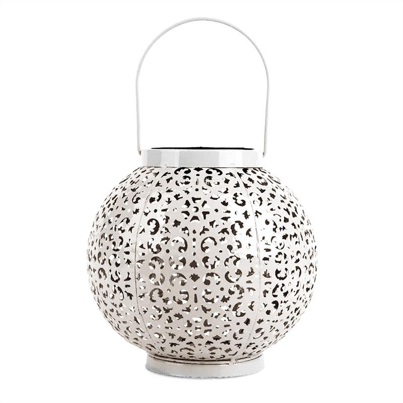 Bode Round Solar Hanging Shadow Cast Lantern in Stainless Steel
