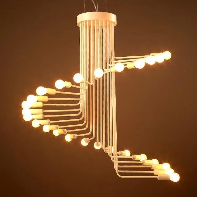 Ava Modern Nordic Spiral Chandelier in Polished Iron