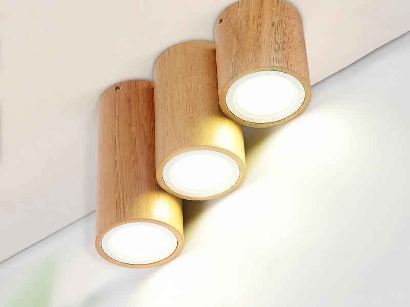 Nowoczesna skandynawska lampa sufitowa LED Dru, drewno i szkło
