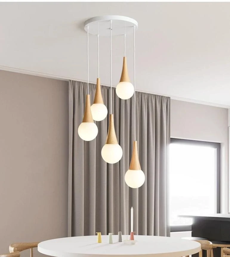 Bryton 鐵木玻璃 LED 吊燈 家用或餐廳適用