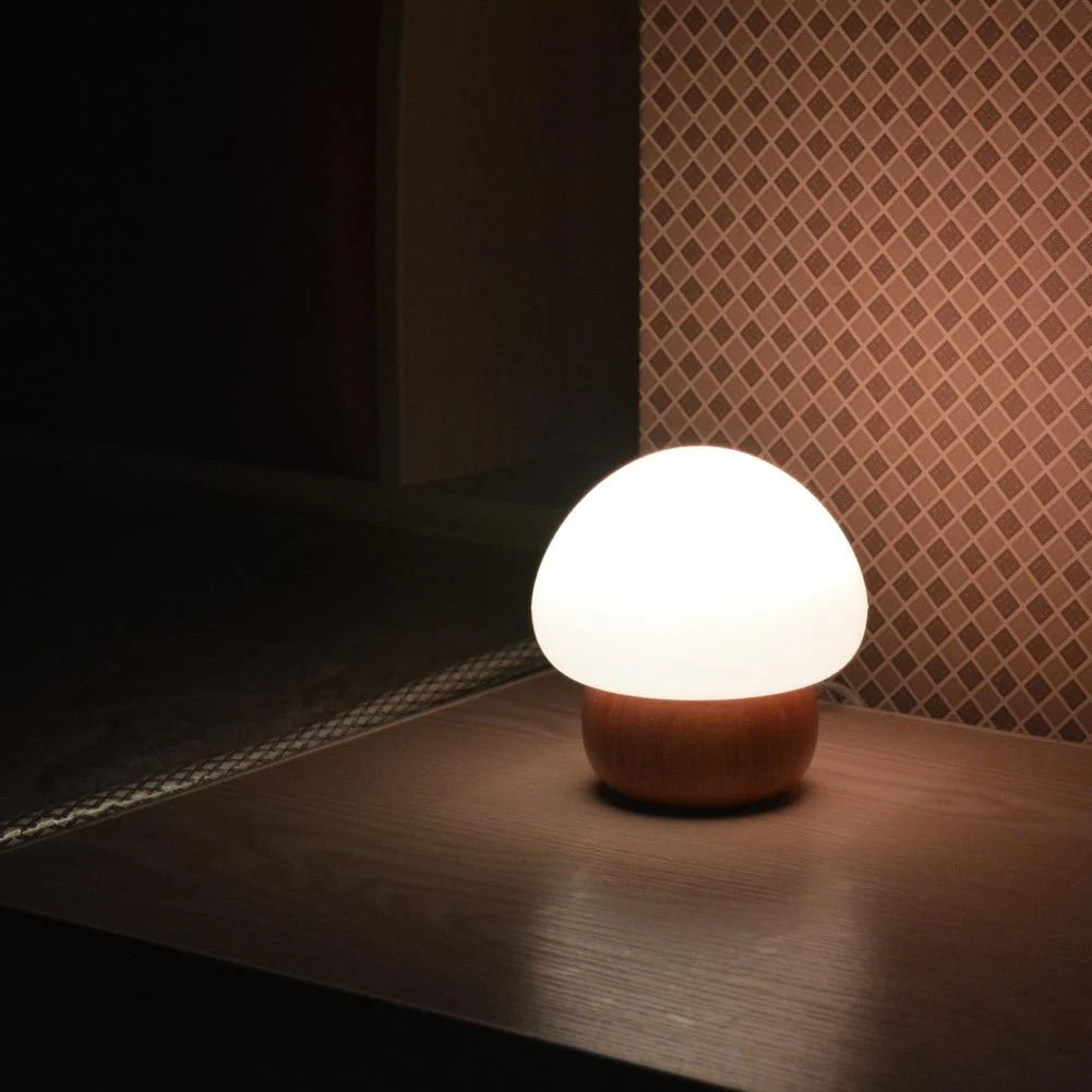 Champi Wooden Base Mushroom Lamp with RGB Controller