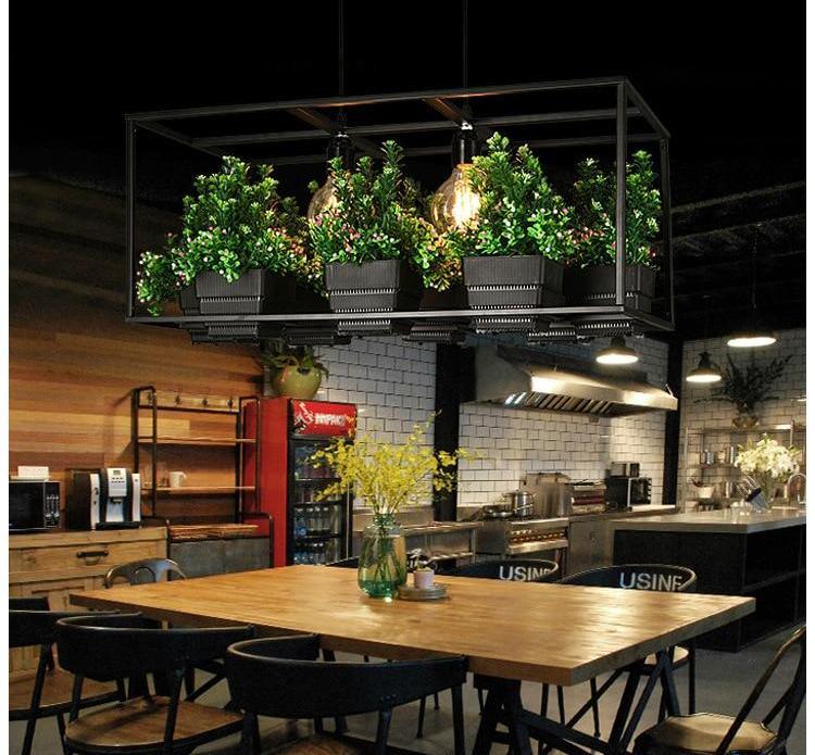 Iron Planter Chandelier with Eight Pots for Vintage and Modern Rooms