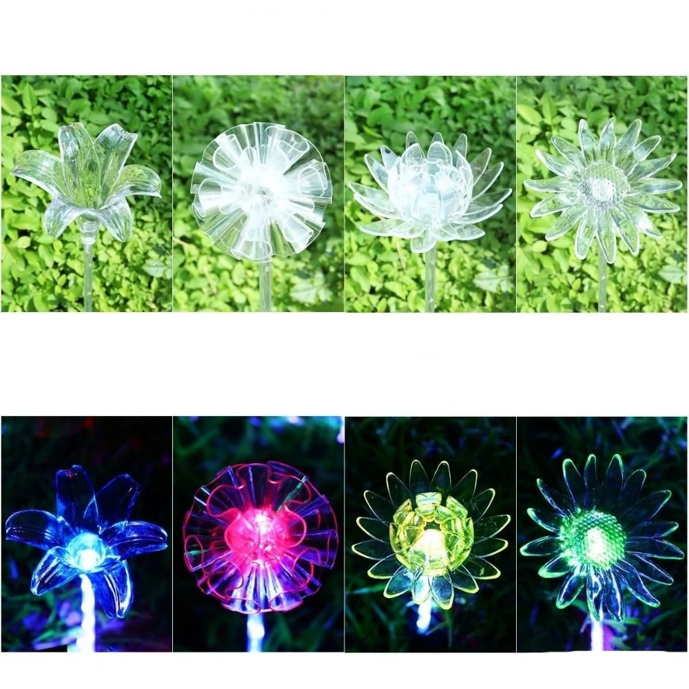 LED-blomsterlampor för trädgård i lilje-, lotus-, solros- och maskrosstil