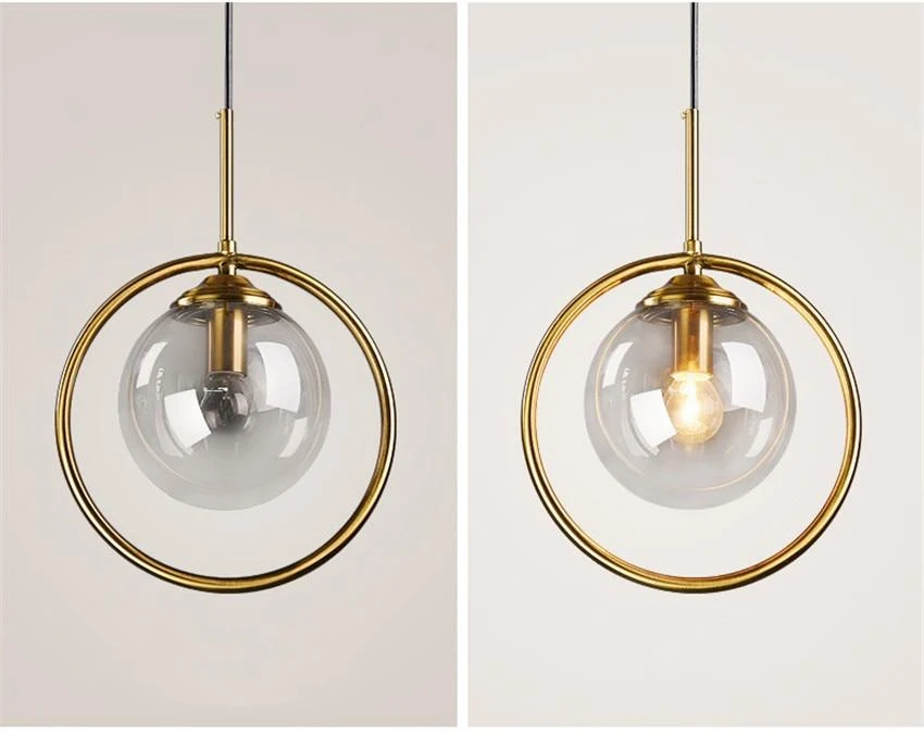 Silvana Modern Ring Pendant Light in Glass and Iron