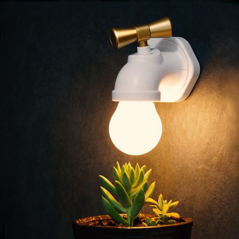 Tapful vägglampa för kran med ljudsensor och tre lägen