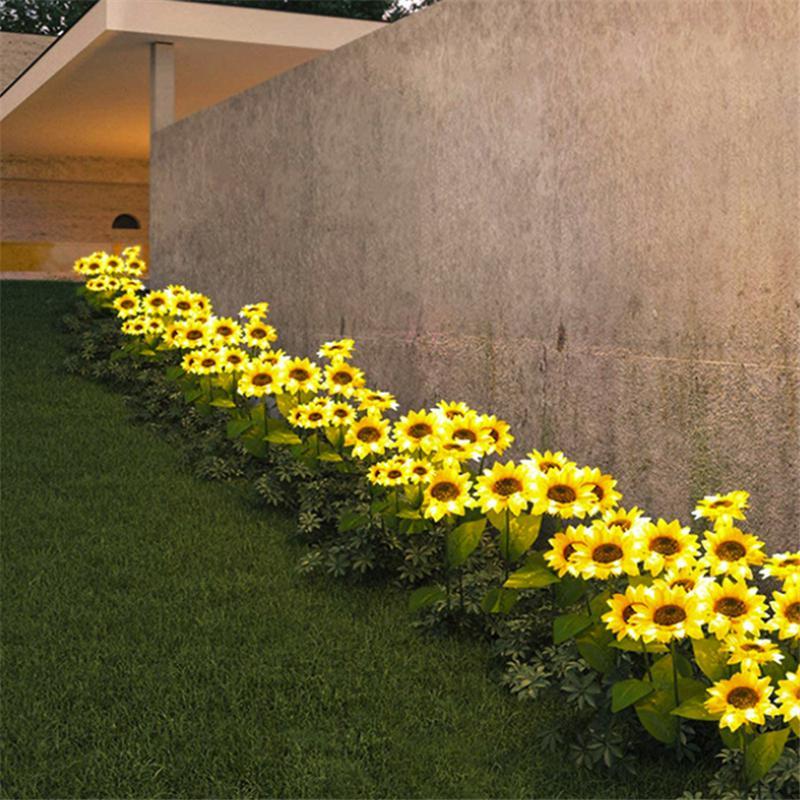 2 LED Sunflower Garden Lights for Outdoor Paths and Flower Beds