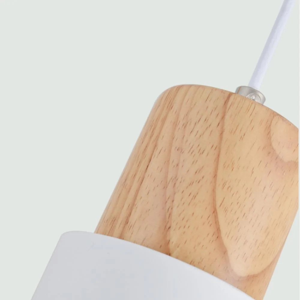 Designer Nordic Hanging Light with Wooden Base and Glass Stone Shade