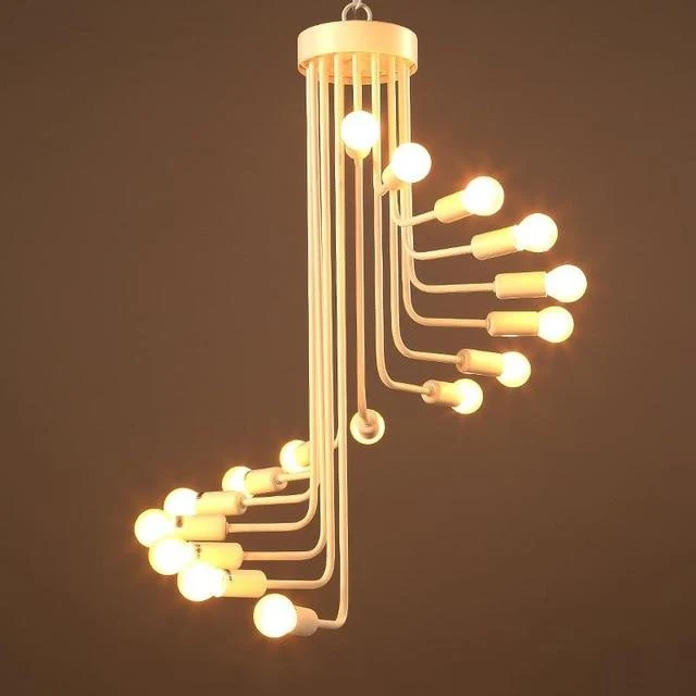 Ava Modern Nordic Spiral Chandelier in Polished Iron