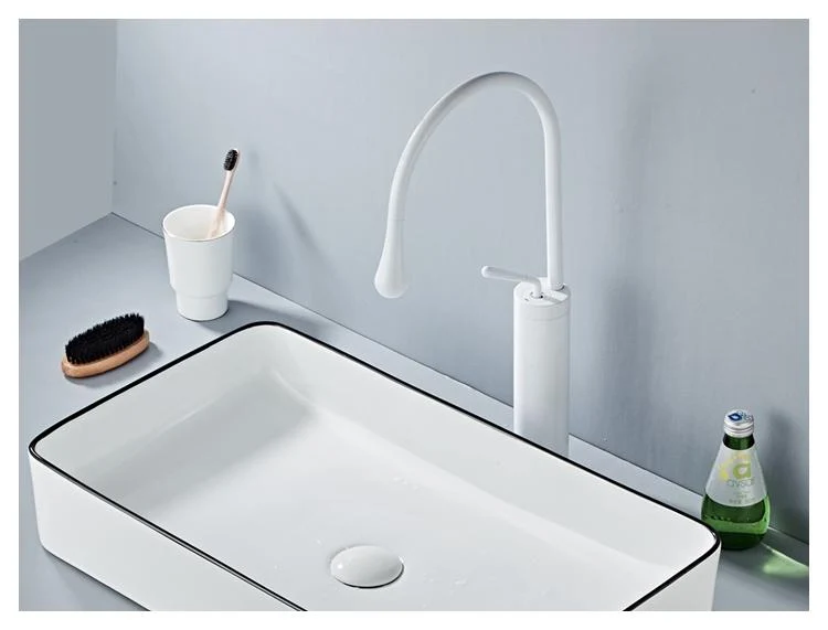 Raffeto Brass Crane Bathroom Faucet in 18 Inch and 15 Inch Heights