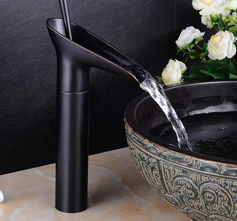Luxury Oriental Waterfall Faucet in Premium Brass, Single Lever