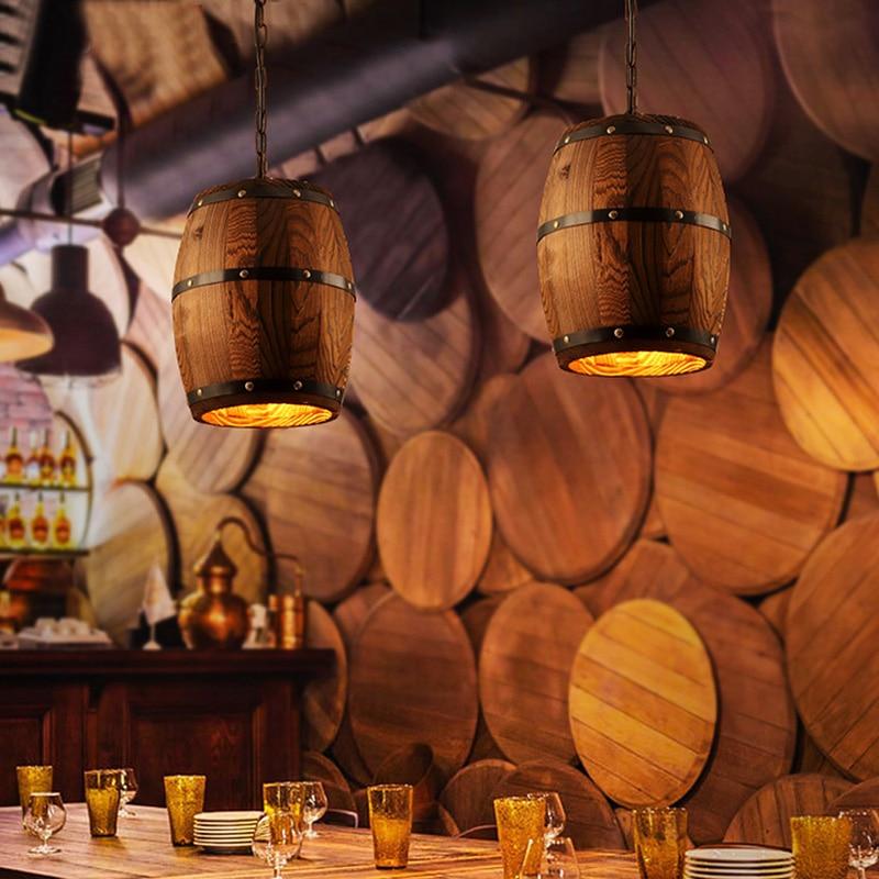 Erato hængende vintøndelampe i træ til industrielle vintage-rum