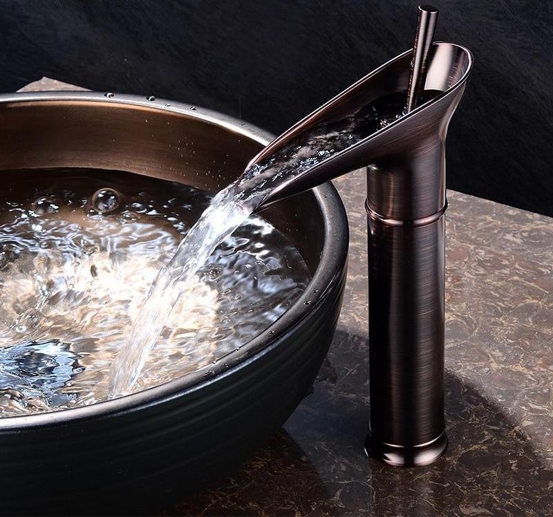 Luxury Oriental Waterfall Faucet in Premium Brass, Single Lever