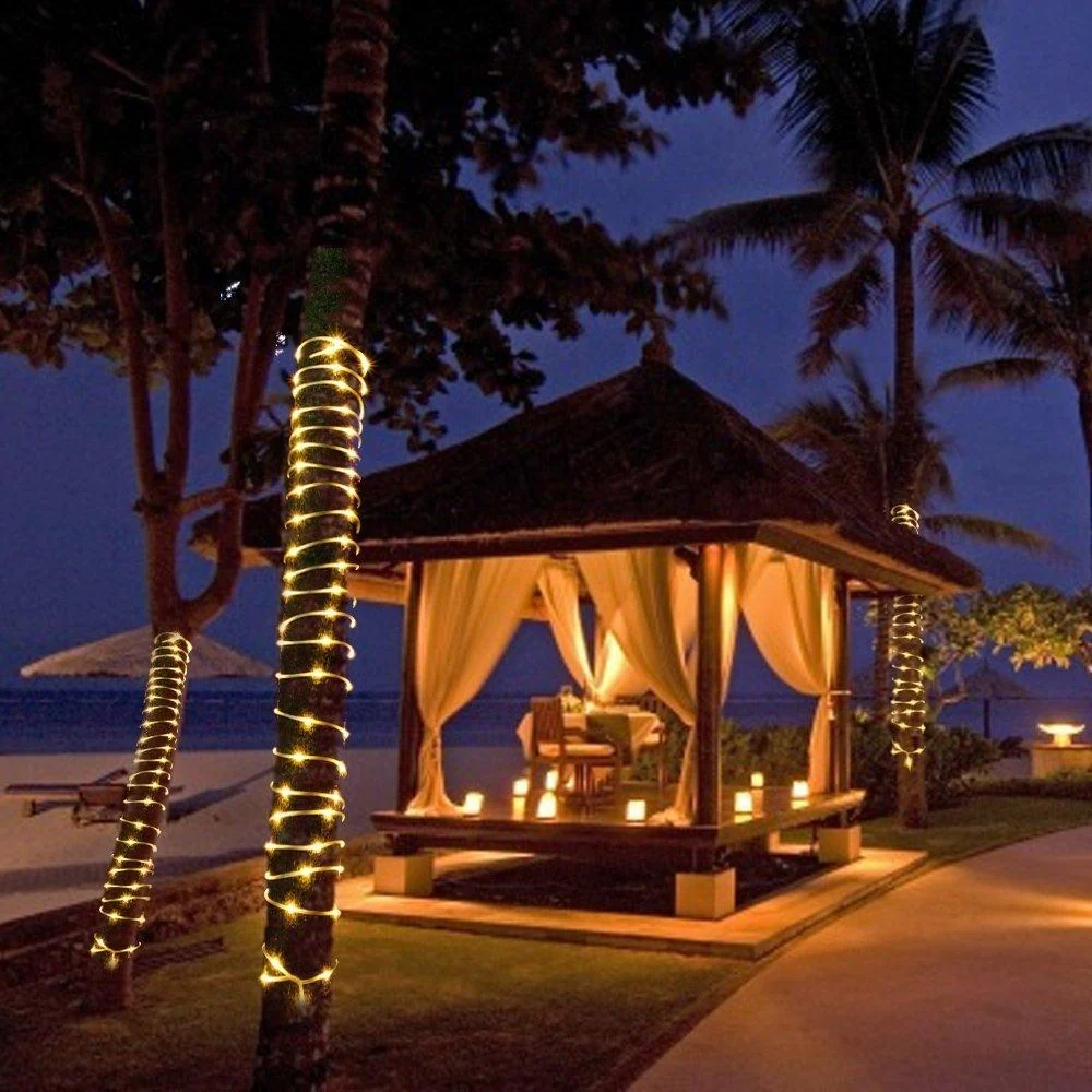 LED Solar Tube String Garden Lights for Fences, Pergolas and Patios