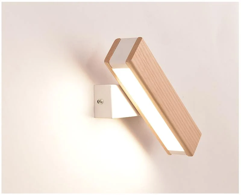 Vera Rotated LED Wall Lamp in Iron and Wood for Angled Lighting
