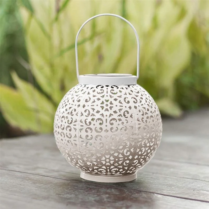 Bode Round Solar Hanging Shadow Cast Lantern in Stainless Steel