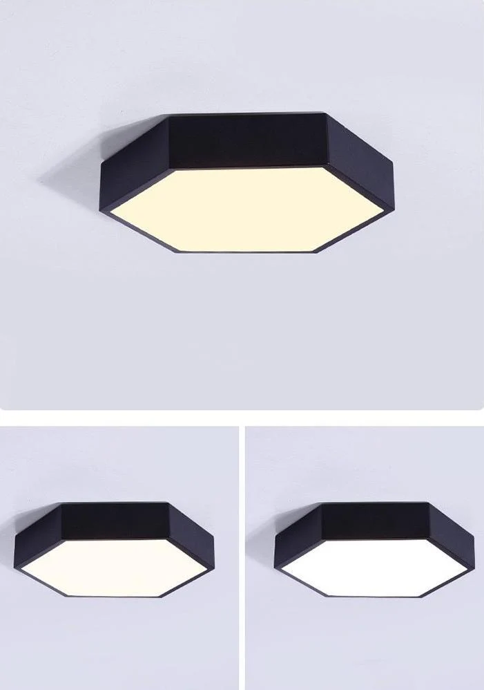 Hex Ceiling Light Flush Mount LED in Iron and Acrylic, 11.8 Inches