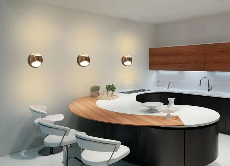 Lámpara circular nórdica moderna de rebote de luz Acacia en blanco cálido